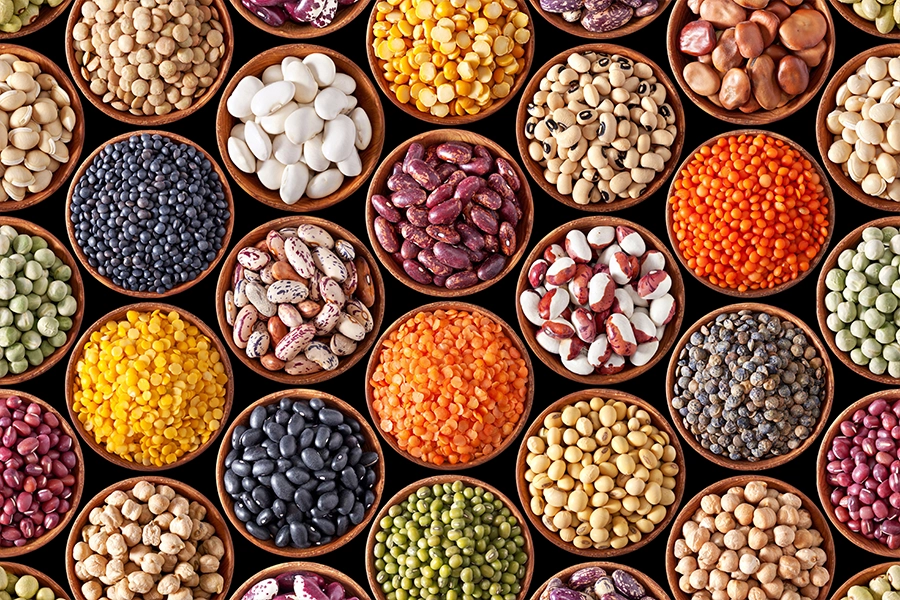 various beans in bowls
